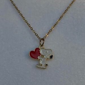 Handmade Snoopy Necklace 18K Gold Plated Stainless Steel Peanuts Woodstock Dog